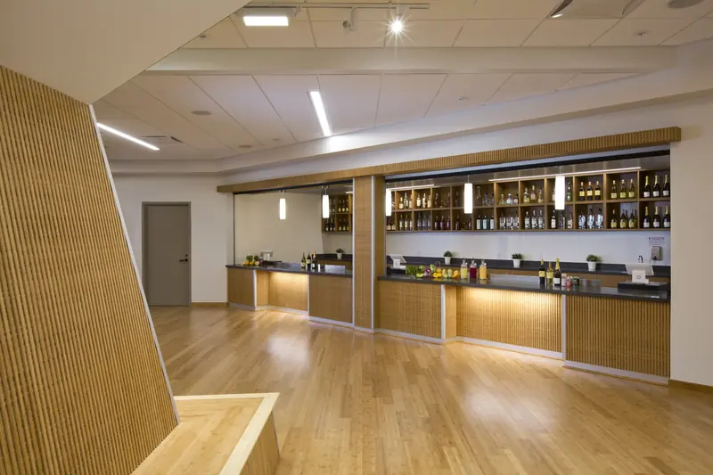 Custom wood bar inside Lyceum Theater