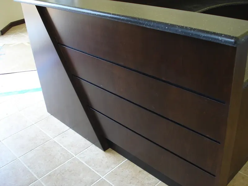 Dark wood commercial reception cabinet